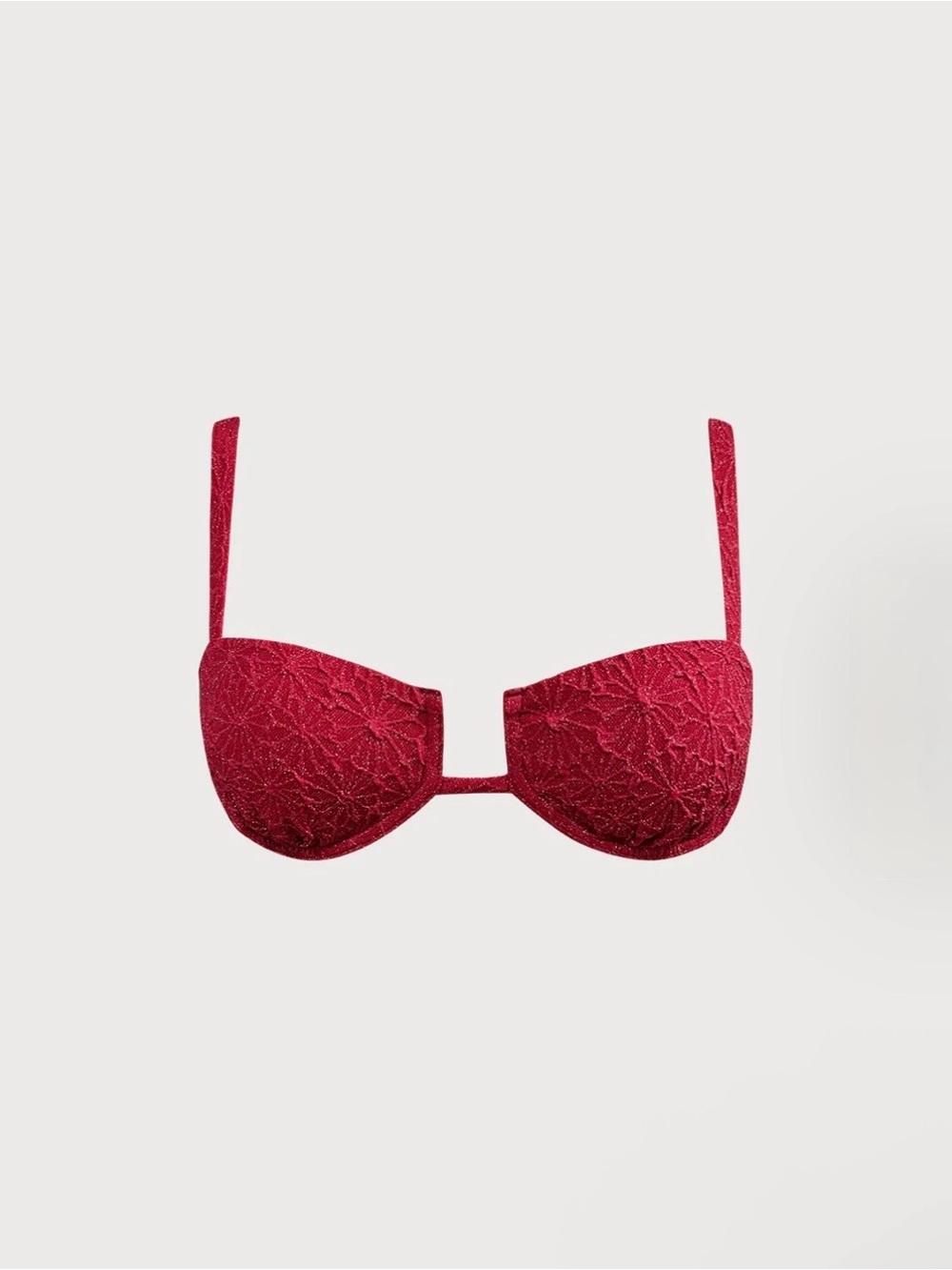 Berlook Wine Red Sparkle Textured Underwire Top & Full Coverage Bottom- Swim Set - Picture 6 of 13